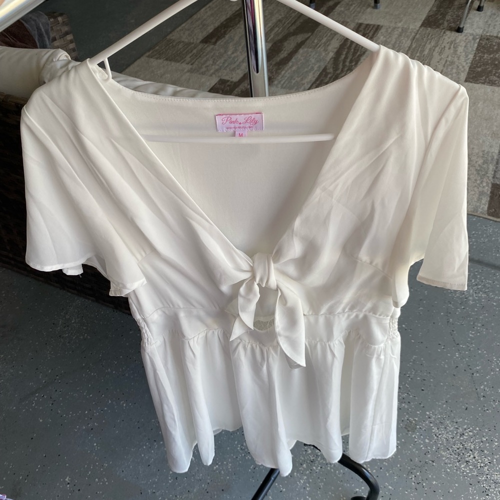 Pink Lily White Romper